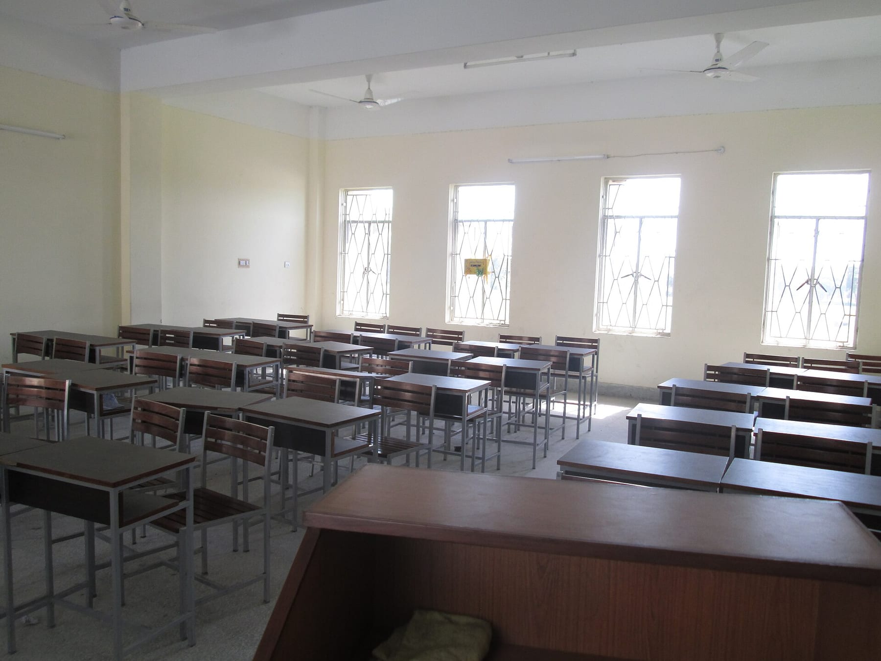Students at desks in a classroom